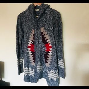 Aztec Print Hollister Hooded Cardigan